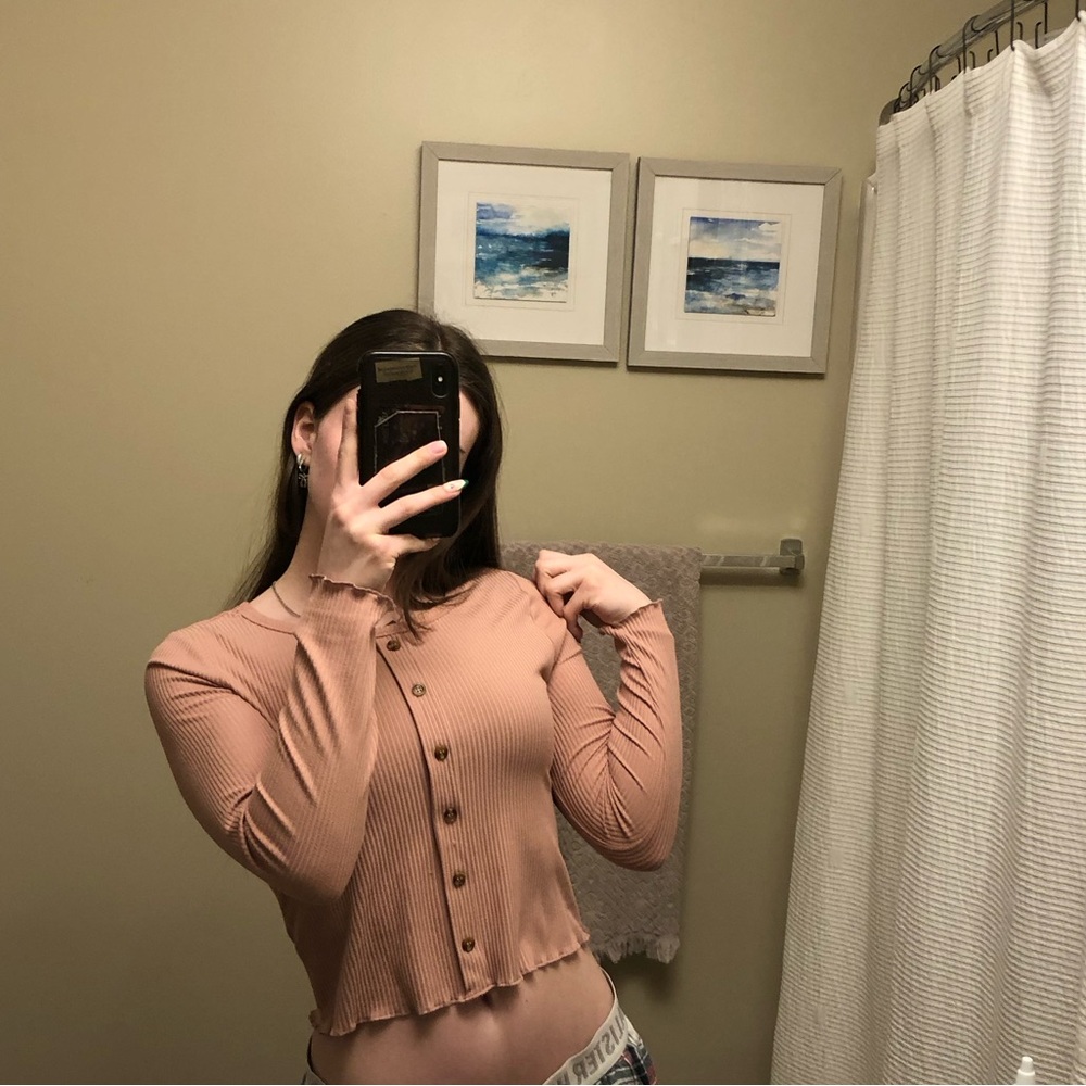Knit Works Girls Pink Button Up Shirt Size XL-16